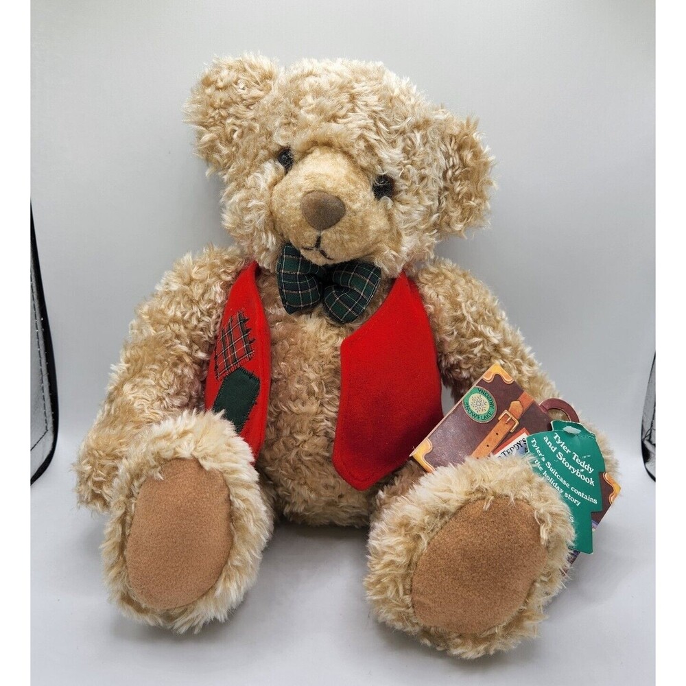 Vintage Hallmark 1995 Tyler Teddy Bear Christmas Plush Holiday Vest Bowtie Toy